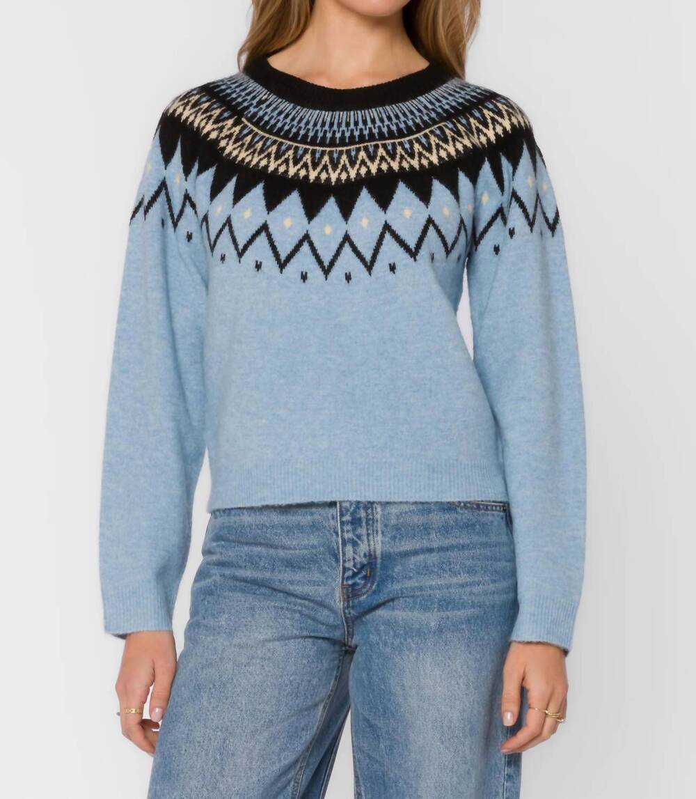 NEW VELVET HEART delvine knit sweater in blue mist/ black nordic